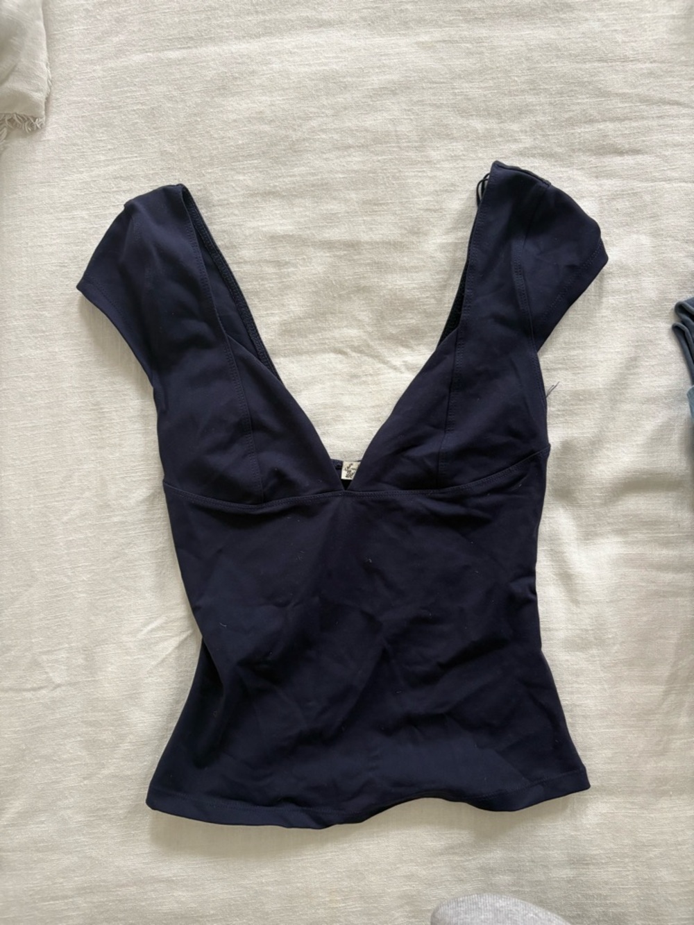 Free People Deep V Navy Stretch Camisole